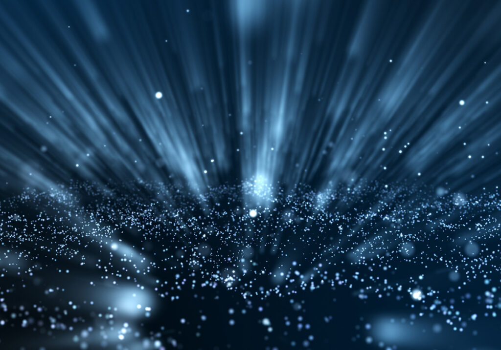 A burst of powder on a dark blue background