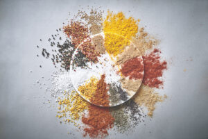 Spice powders on a plate